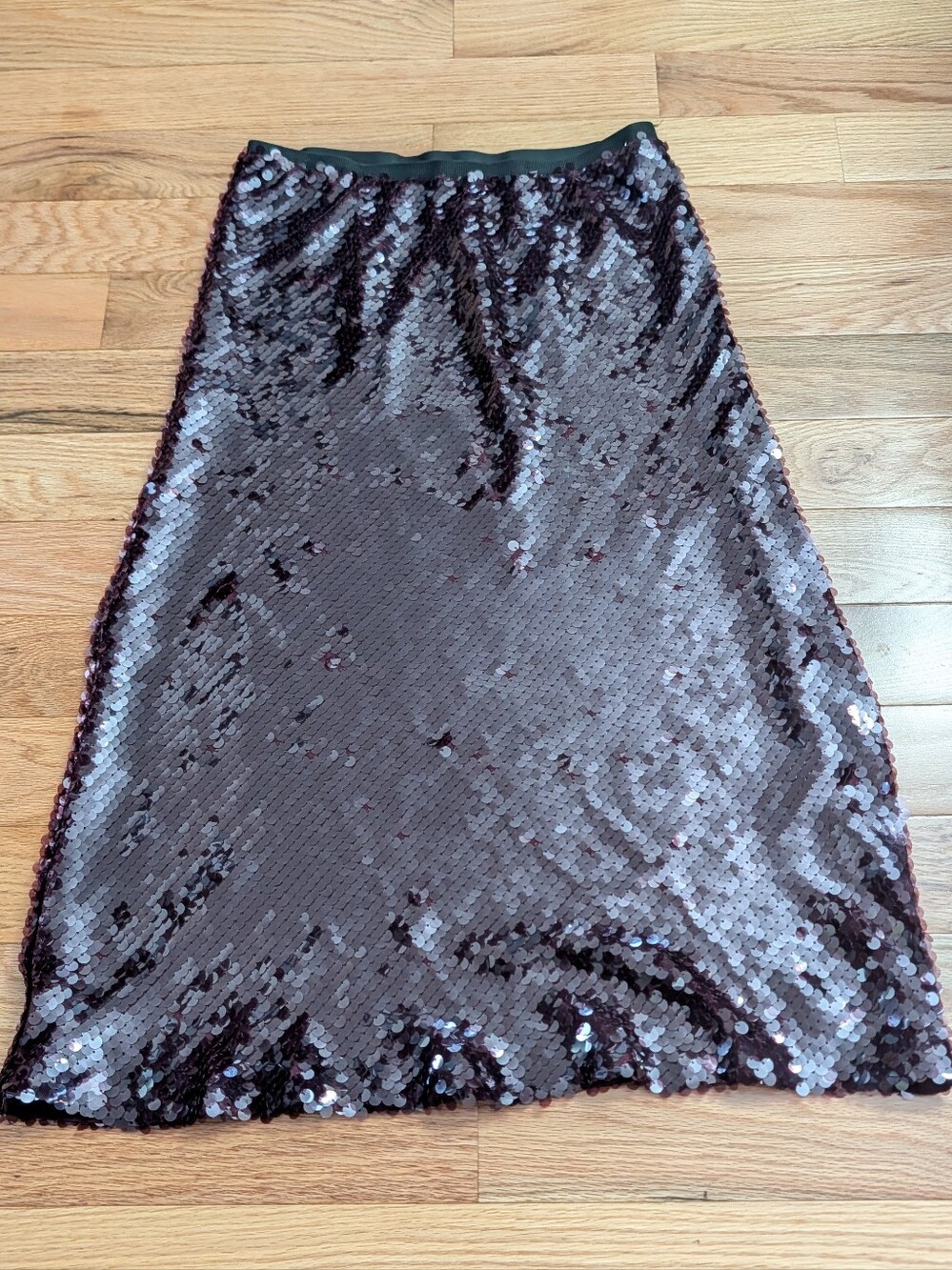 NWT Banana Republic Sequin Midi Skirt Sz 8 Plum Purple Burgundy Vino Rosso - Picture 2 of 7